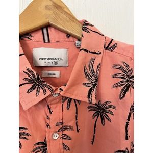 NWT Paper Denim & Cloth Mens XL Hawaiian palm Short Sleeve Button-Down Shirt